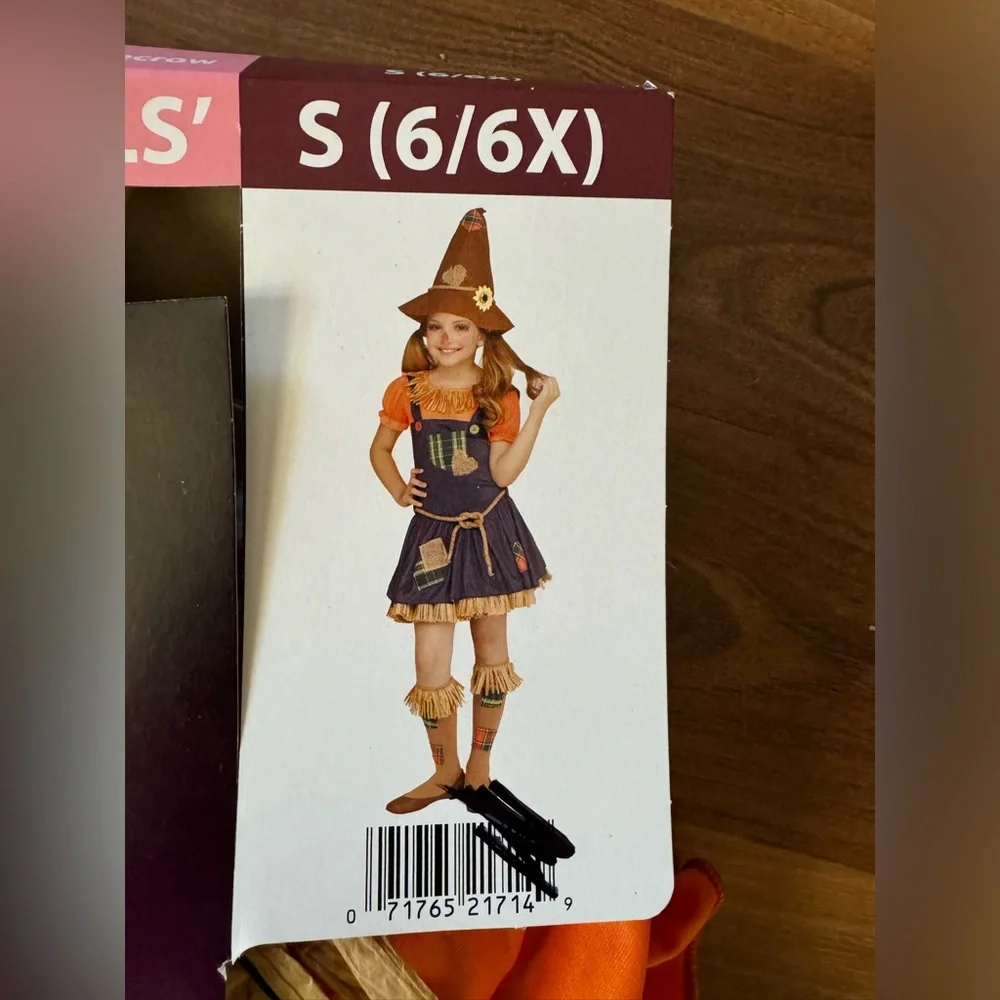 Fun World Scarecrow Multi-Color Halloween‎ Costume Set, Girls, 6/6X